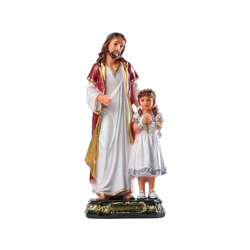Jesus and Girl Statues First Holy Communion Gifts for Girls Christian Home Decor Birth Day Gift God Idol Showpiece for Table Wall Figurine House Warming, Multicolour