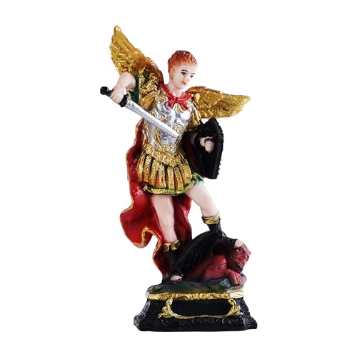 St.Michael Archangel Showpiece | Angel Miguel Catholic Christian Statue | Figurine Home Decor Housewarming | Archangel Defeated Lucifer Tramples Demon Idol, Muliticolour