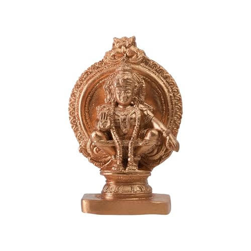 Ayyappa Swamy Idol Showpiece Hindu God Ayyappan Statue Decorative Figurine for Home Car Dashboard Decor Gifts Living Room, Golden Colour