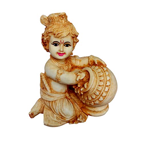Poly Marble Handcrafted Krishna showpiece Hindu god Idol Decorative Statue Figurine for Home Decor Craft
