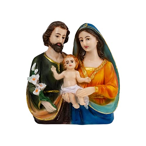 Holy Family Statue Christian Showpiece Figurine Gifts for Home Decor God Idol House Warming Wedding Anniversary, Multicolour
