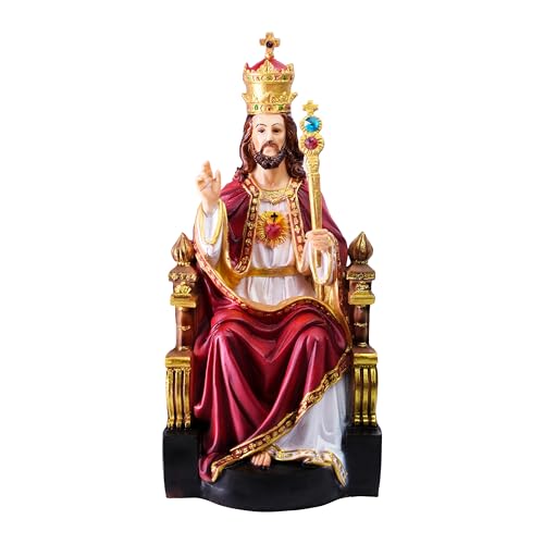 Poly Marble Christ The King Statues Jesus Christian Gifts Home Decor God Idol Showpiece for Table Wall Figurine House Warming Wedding Anniversary, Multicolour