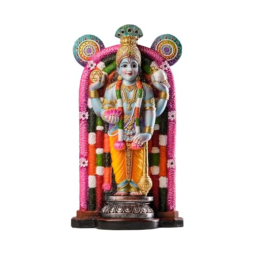 Guruvayoorappan Idol Kanhaji Murti Showpiece Guruvayur Krishna Statue Figurine for Home Decor Craft Gifts for House Warming for Living Room, Multicolour