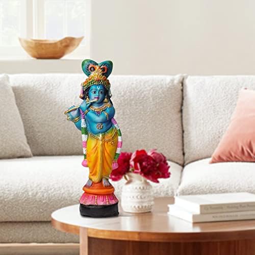 Krishna Murti Showpiece Idol Decorative Statue Figurine For Home Decor Craft Gifts For House Warming For Living Room, Multicolour
