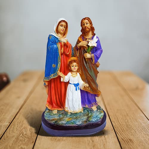 Poly Marble Holy Family Showpiece Statue Christian Gifts for Home Decor God Idol House Warming Wedding Anniversary 12 Inch Multicolour